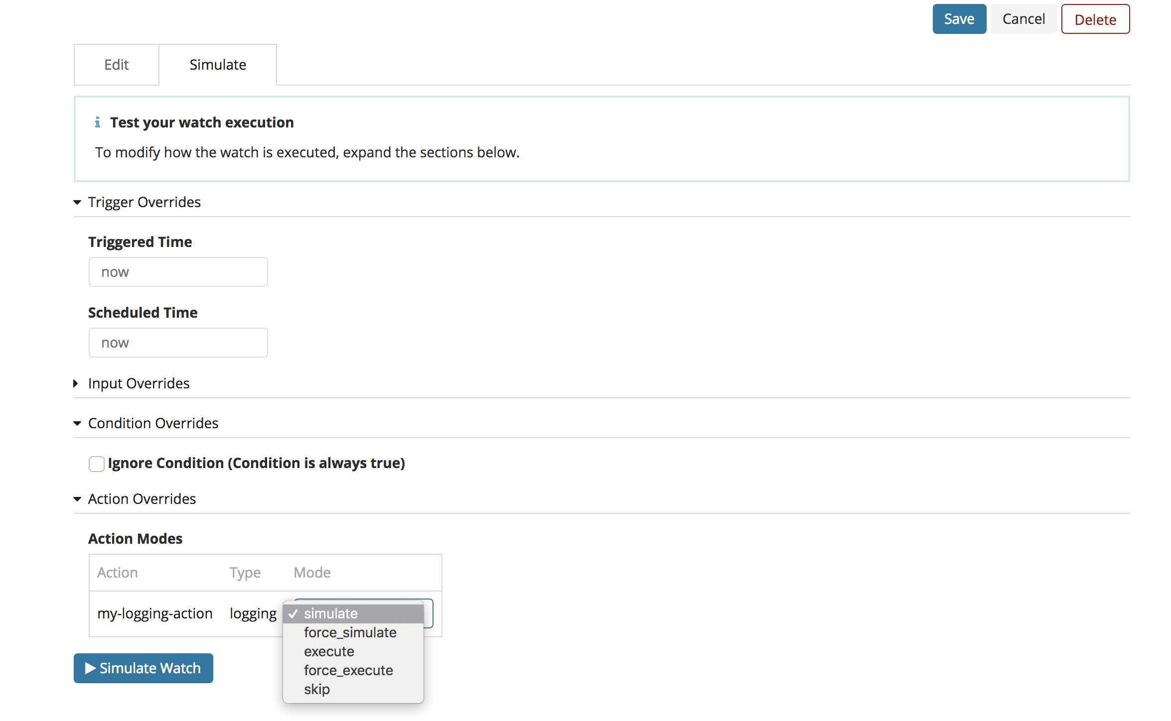 Simulate Advanced Watch