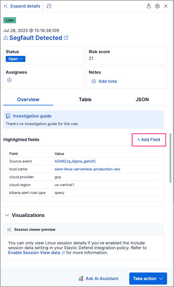 Alert details flyout