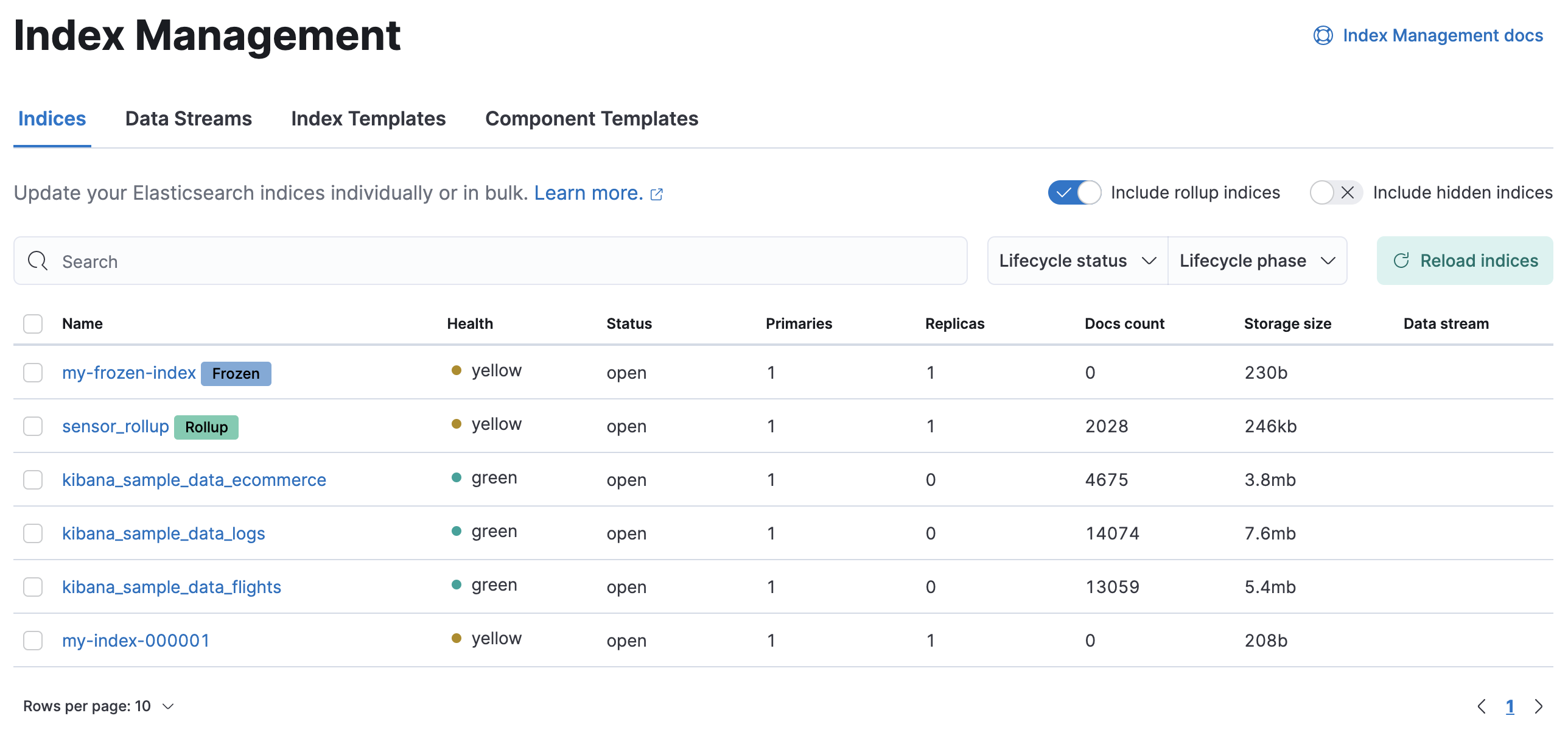 Index Management UI