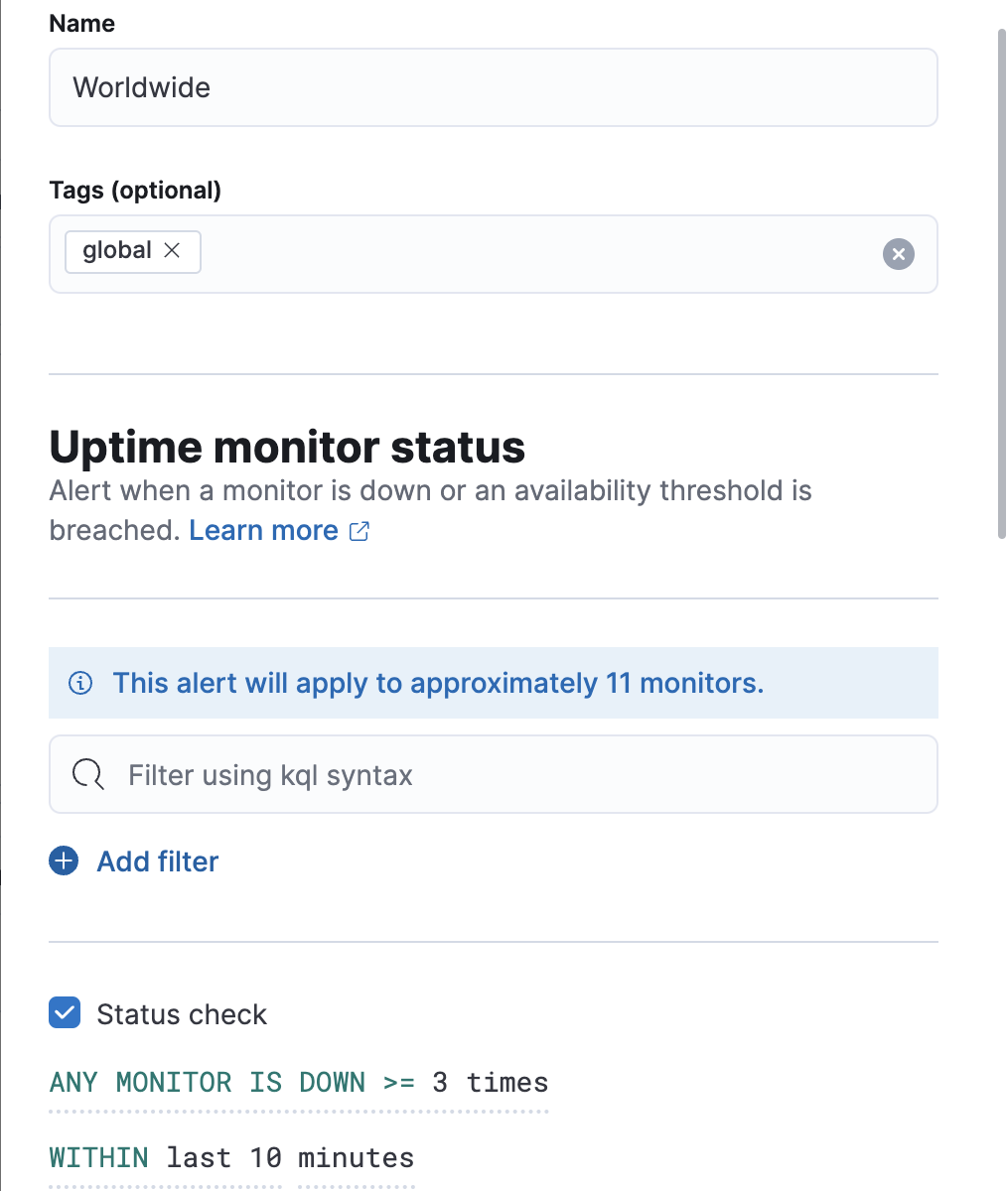 Monitor status rule