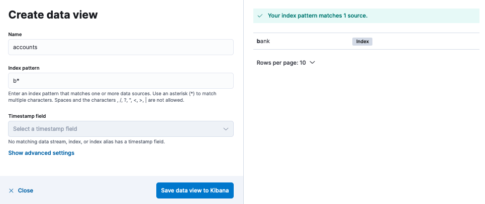 Example of wildcard usage to create a data view