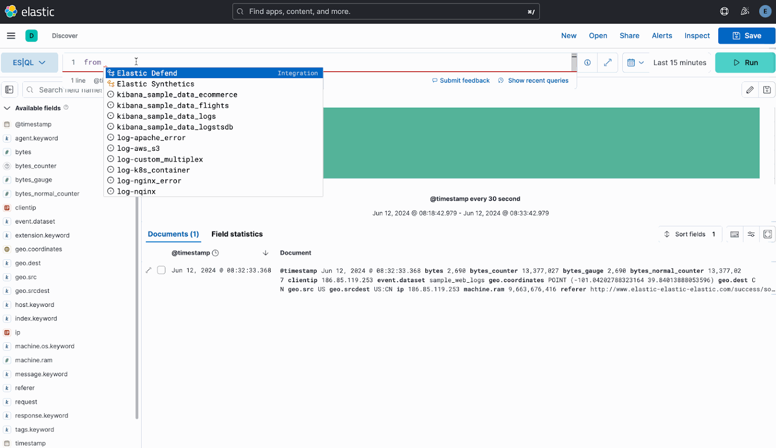 Accessing an integration from ES|QL