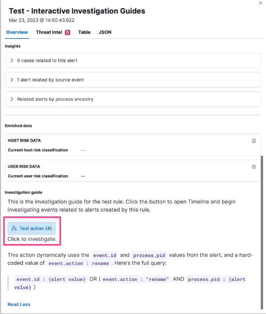 Interactive investigation guide