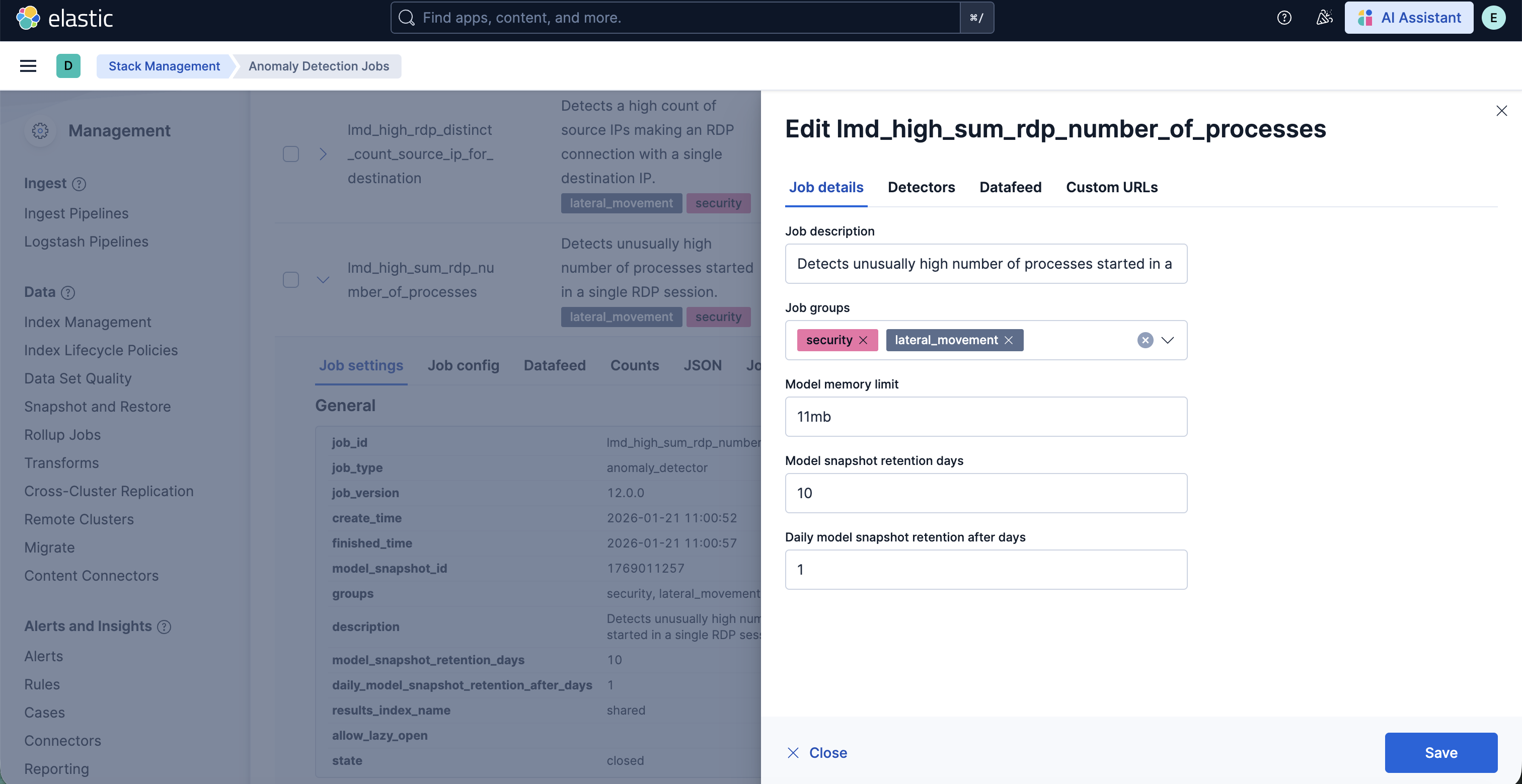 Lateral Movement Detection jobs