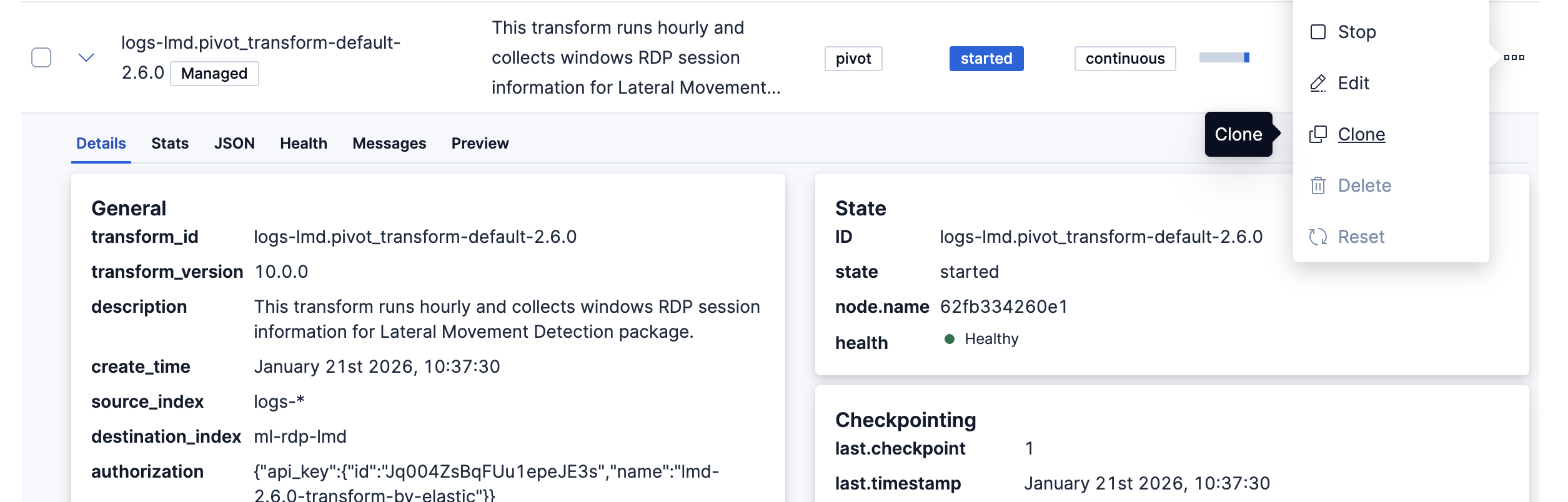 Lateral Movement Detection transform