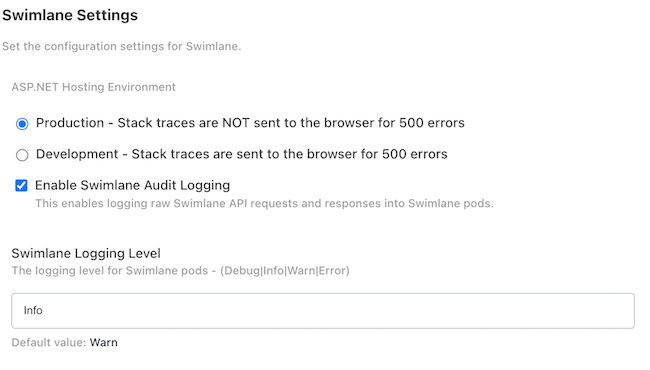 TPI Audit Log Settings