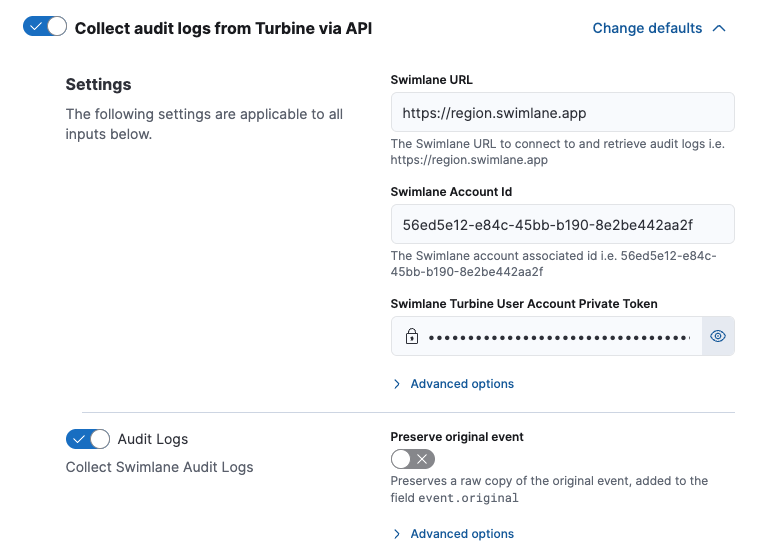 Turbine Cloud Settings