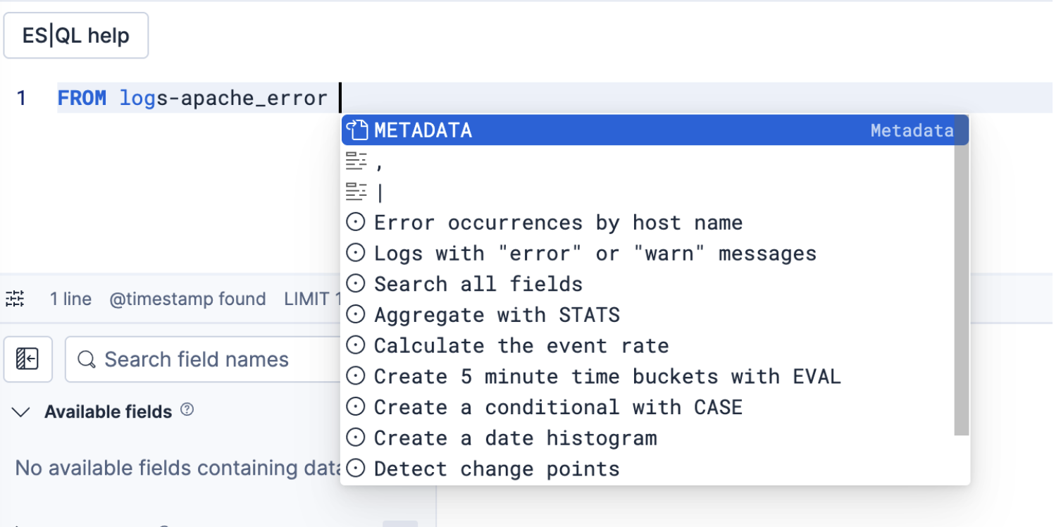 ES|QL smart suggestions