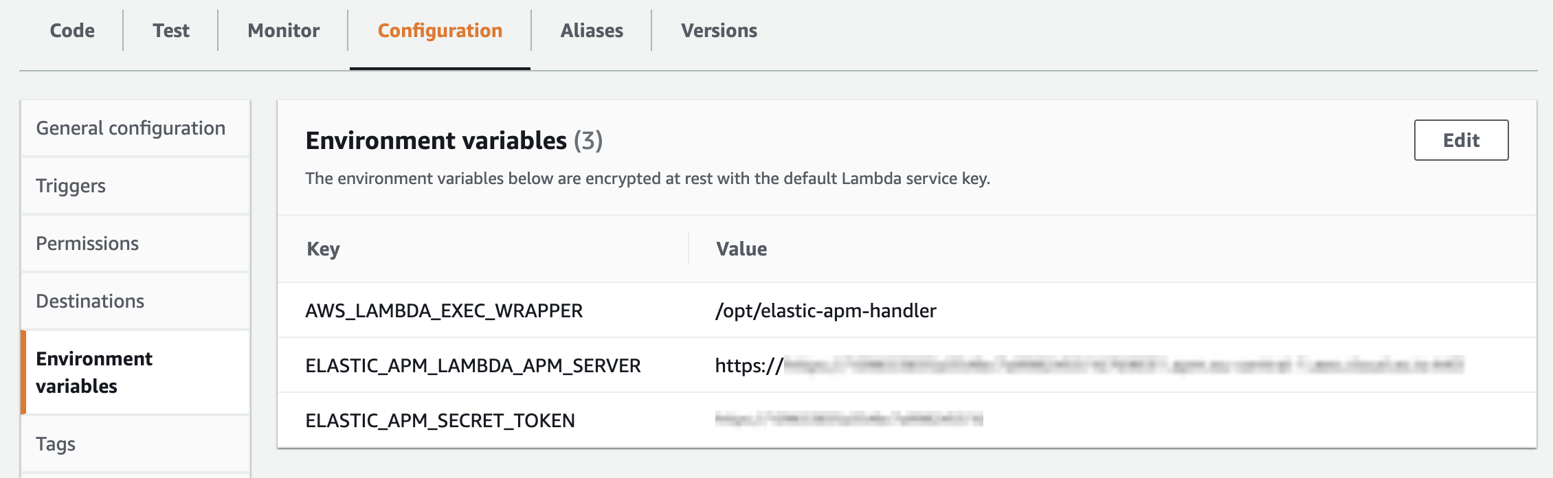 Java environment variables configuration section in AWS Console