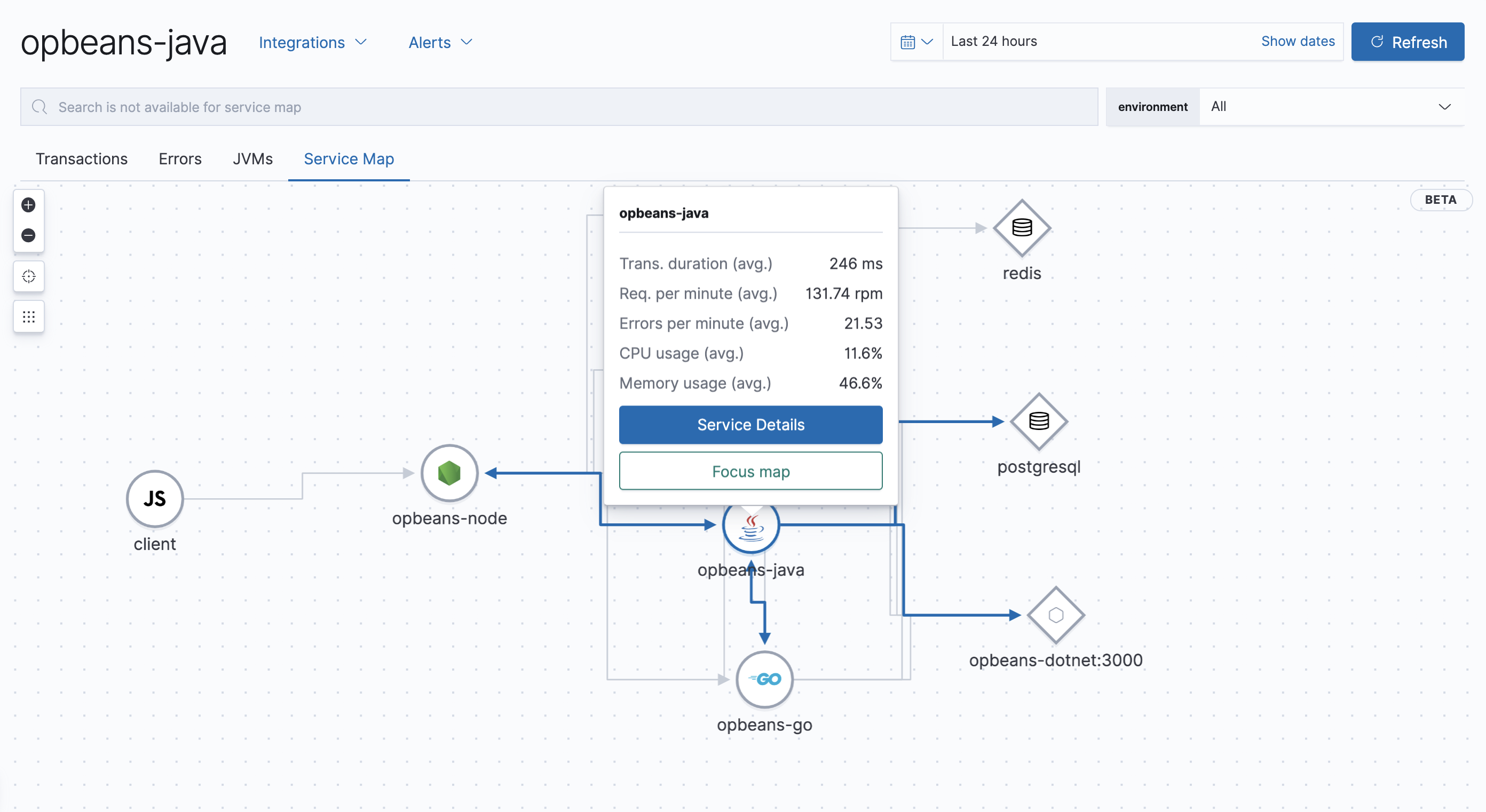 APM Service maps