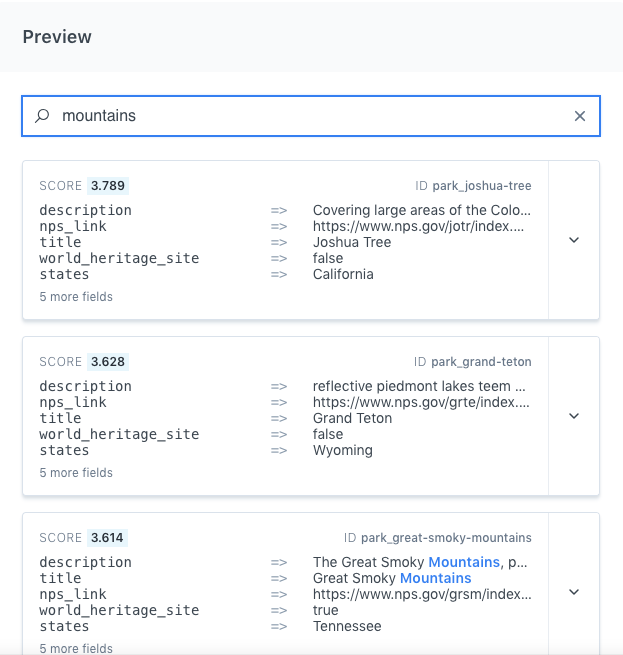 The empty view when you first click within Relevance Tuning.