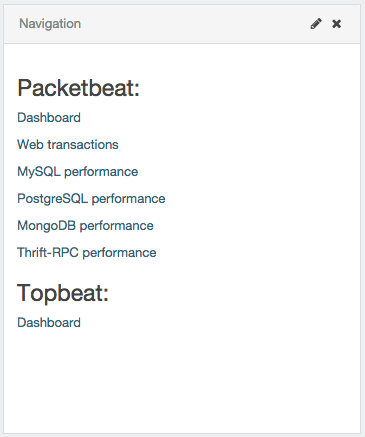 Navigation widget in Kibana