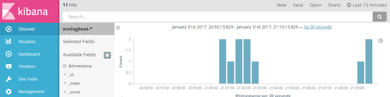 Discover tab with index selected