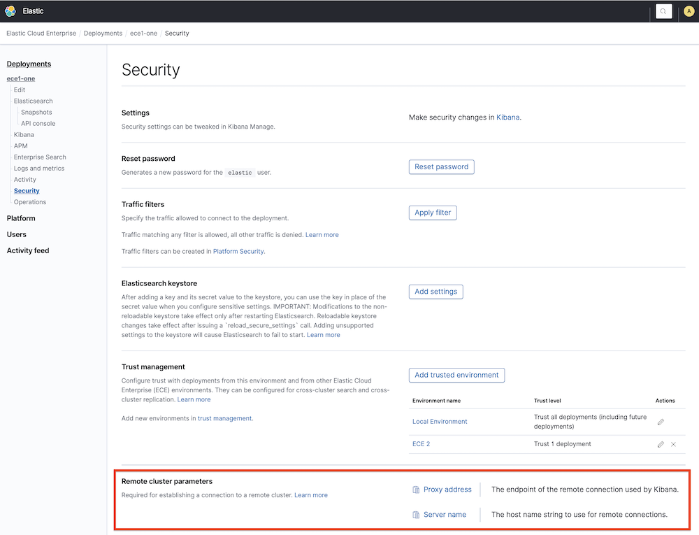 Remote Cluster Parameters in Deployment