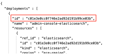 The 'id' value in the 'deployments' instance of the JSON response