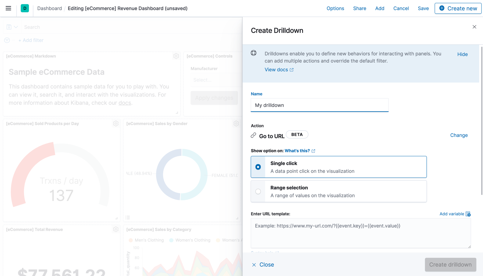 Drilldown to Url on dashboard panel