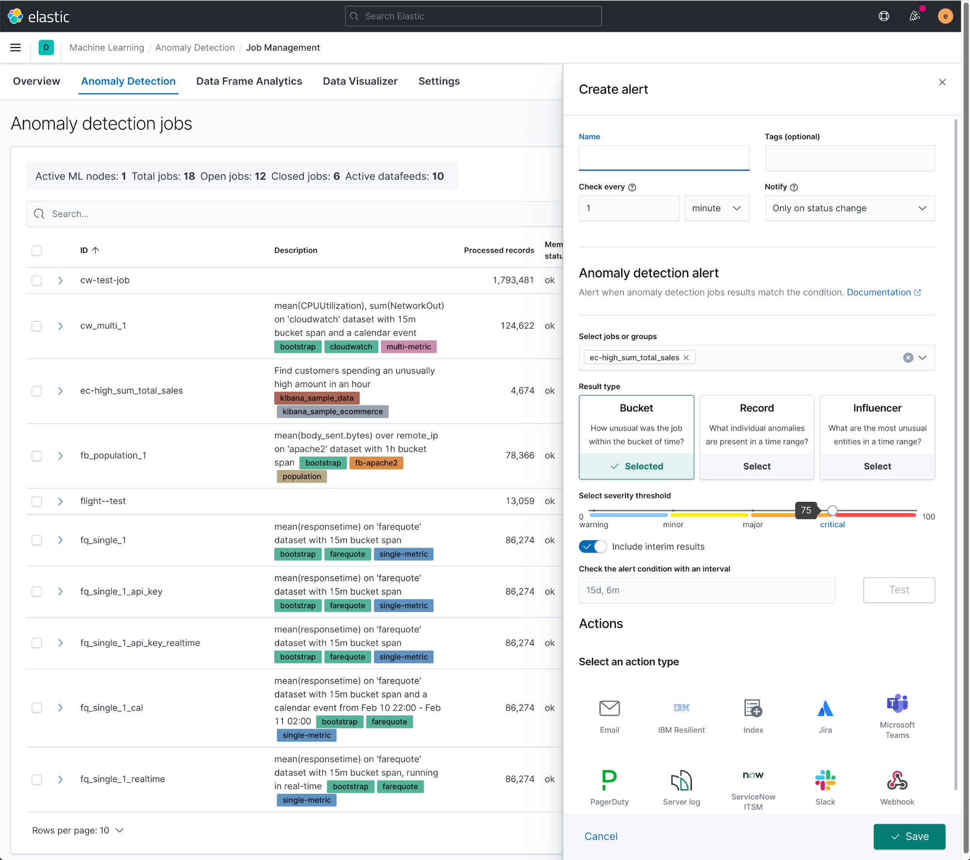 Anomaly detection alert