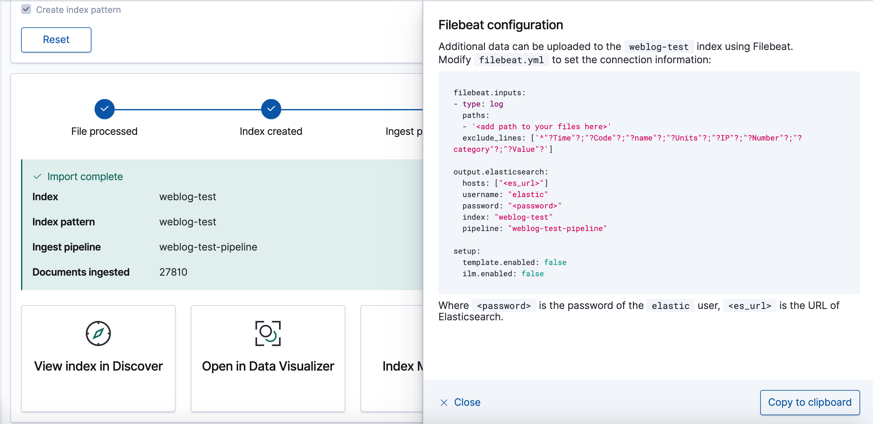 Recommended Filebeat config in Data Vizualizer