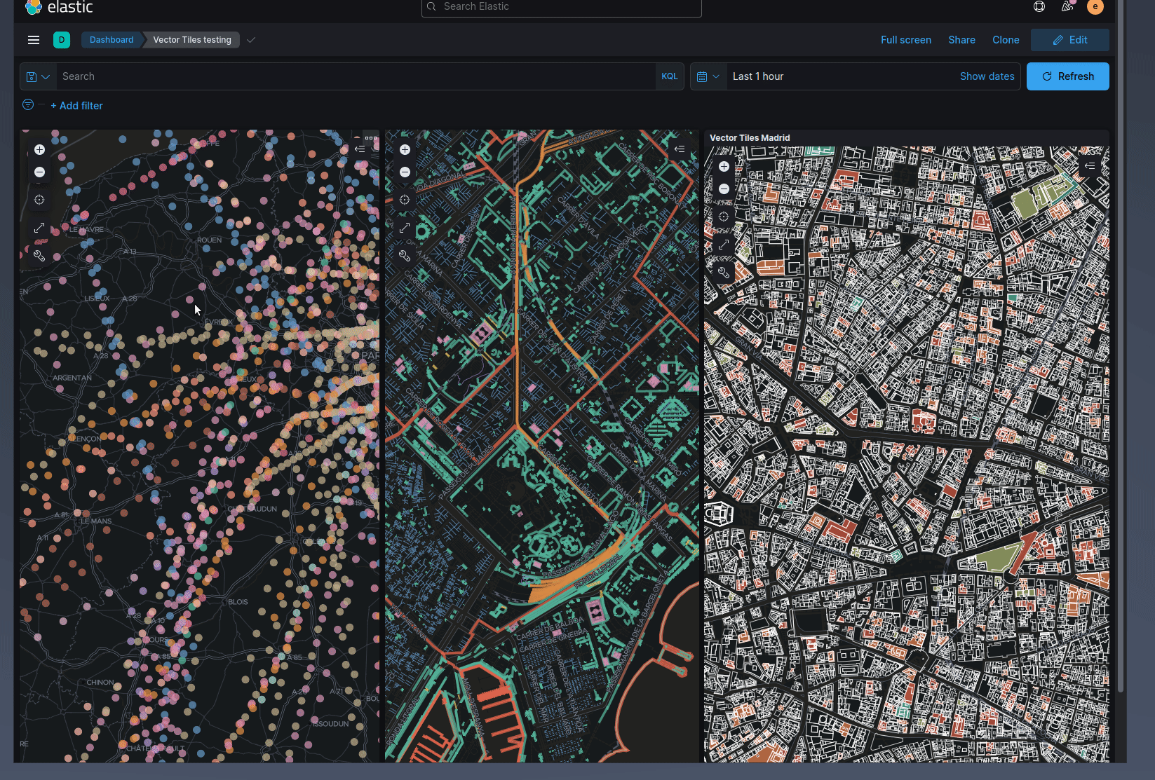 Three vector tile examples in Maps