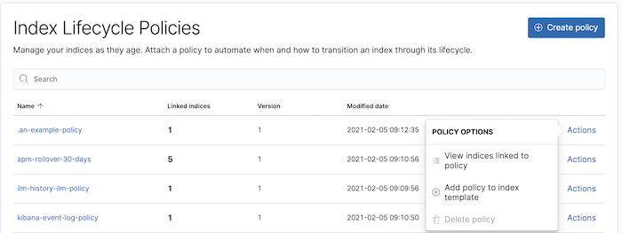 index lifecycle policies