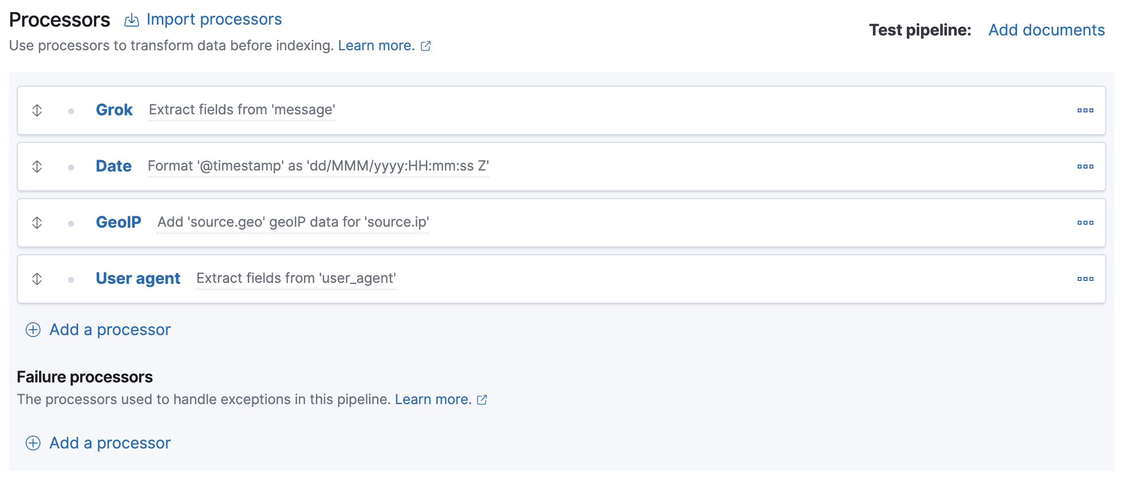 Processors for Ingest Node Pipelines