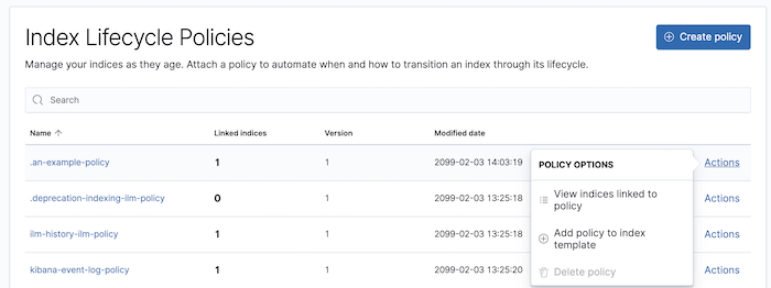 index lifecycle policies