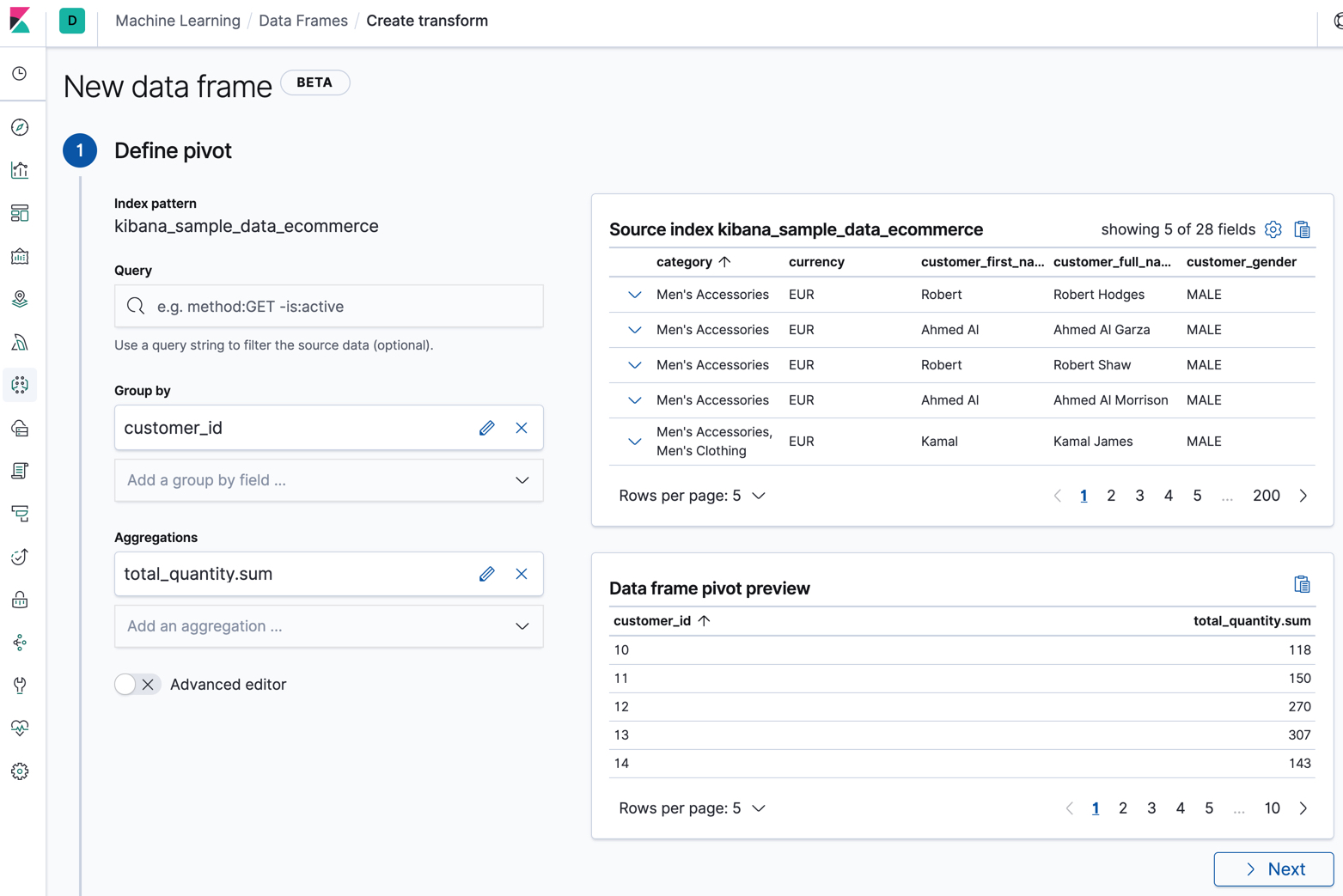 Creating a simple transform in Kibana