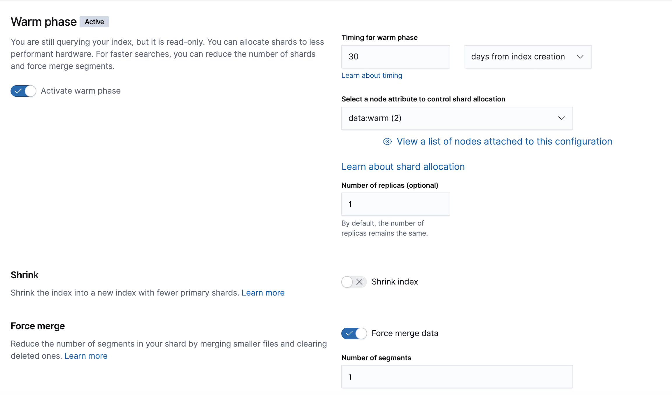 Modify the custom policy to add a warm phase