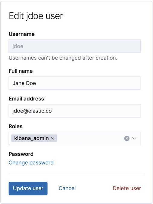 Assigning a role to a user in Kibana