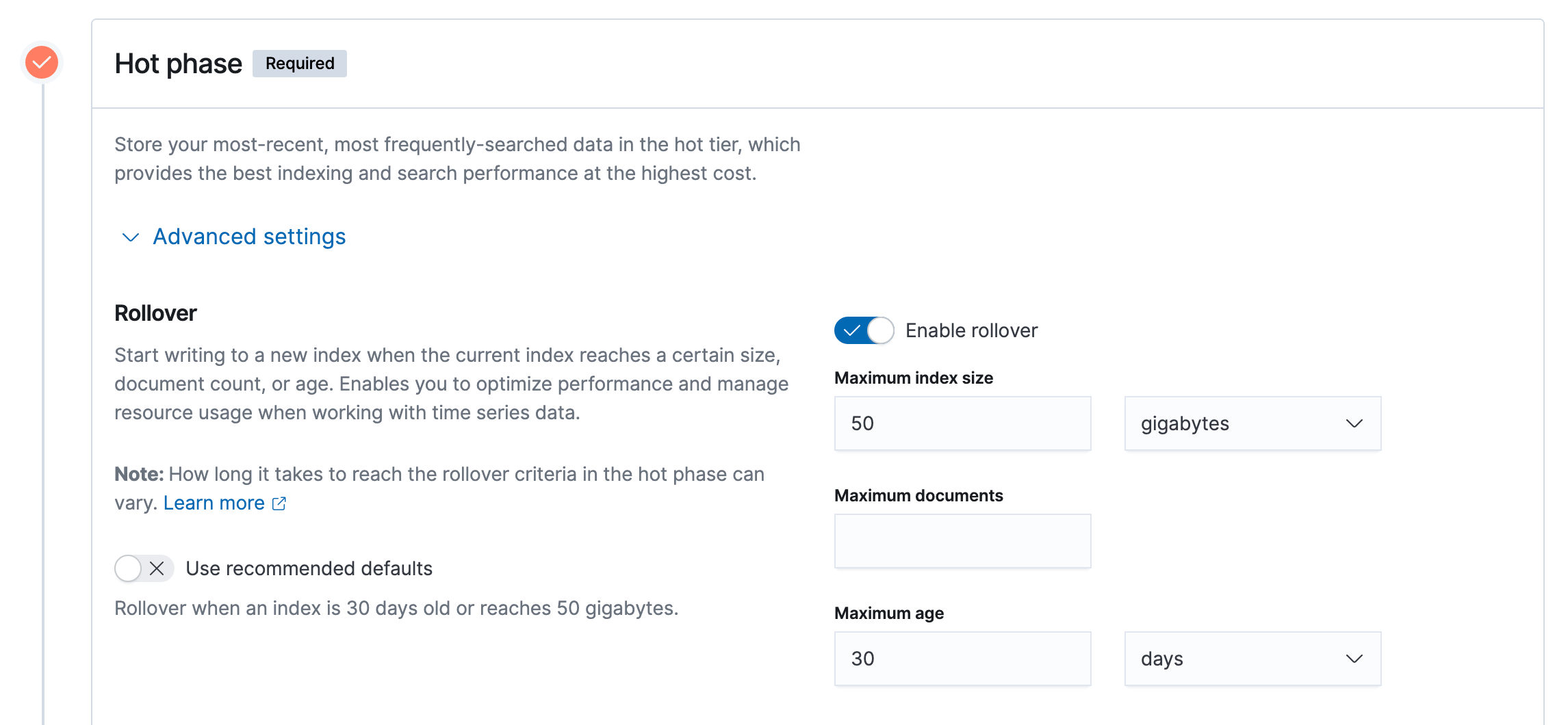 View rollover defaults