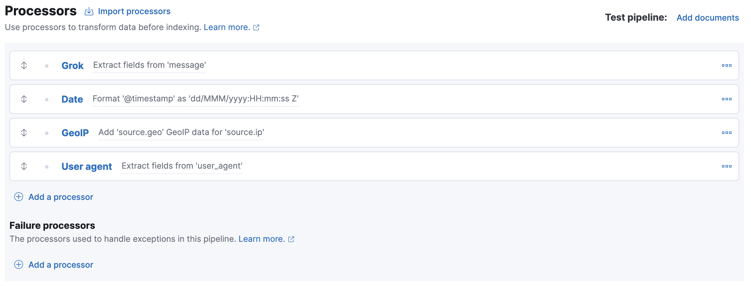 Processors for Ingest Pipelines