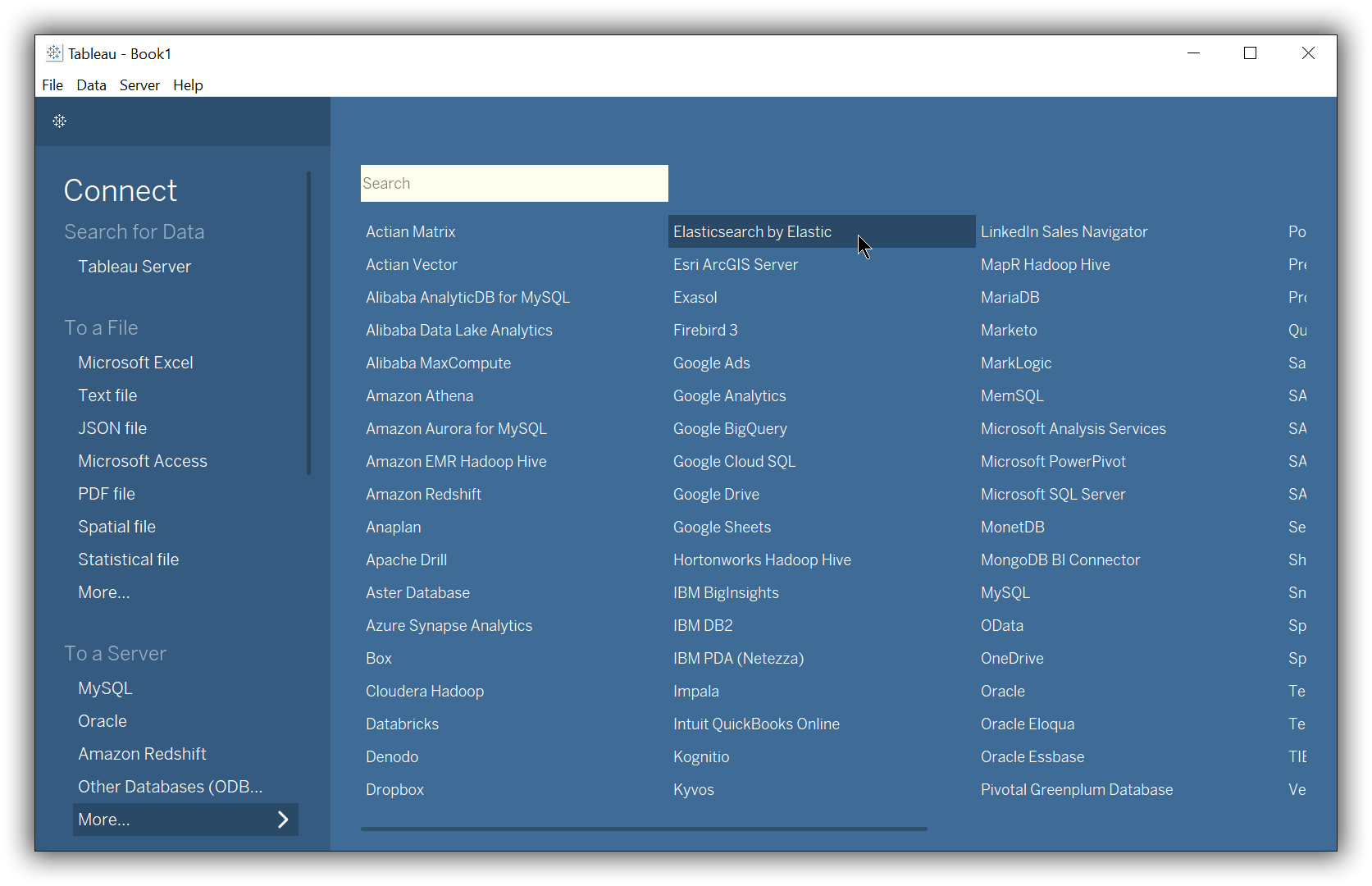 Select Elasticsearch by Elastic as the data source