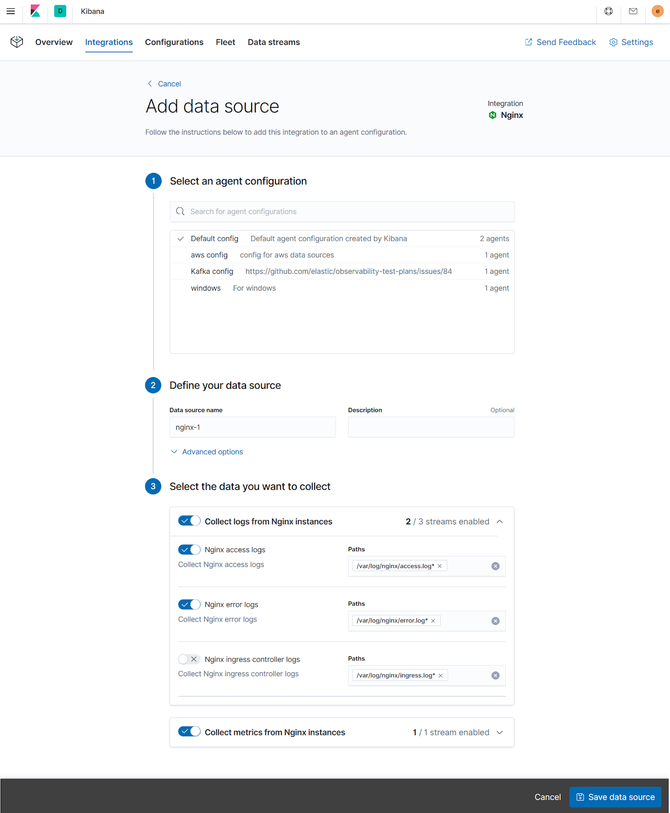 Configuring a data source