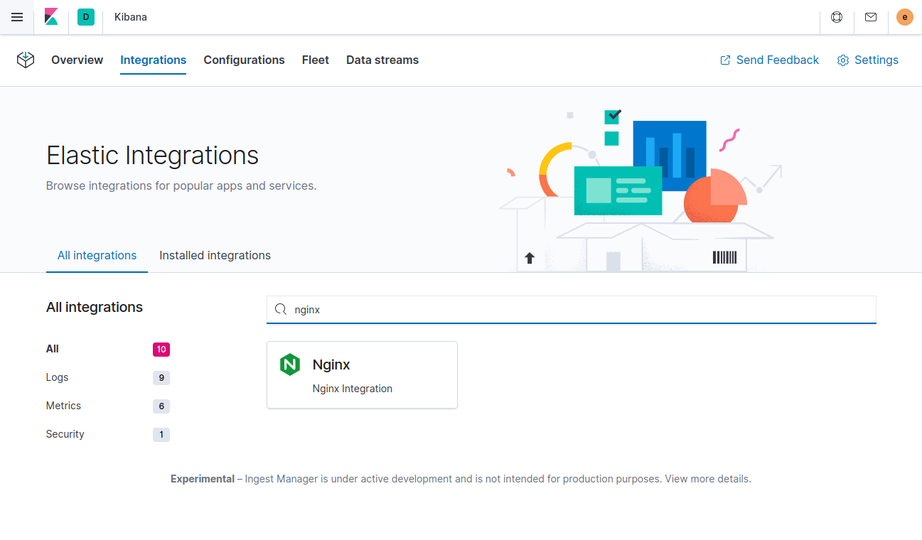 Ingest Manager app showing Nginx Integration