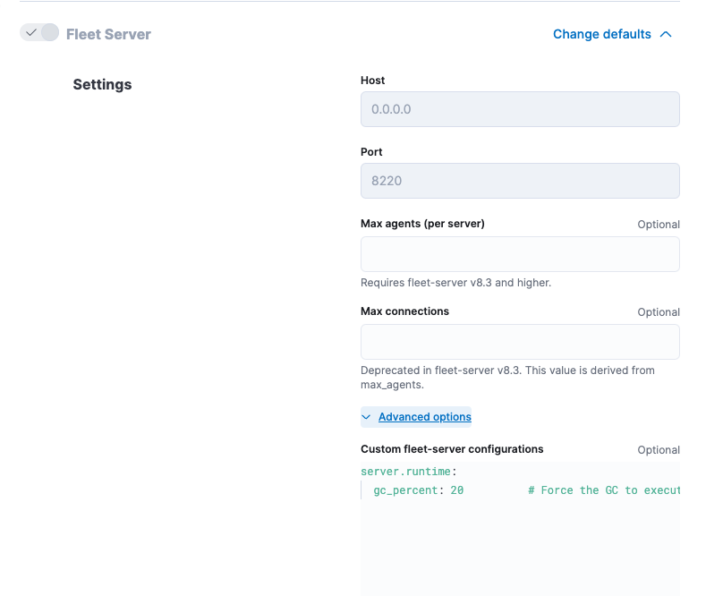 Fleet Server configuration