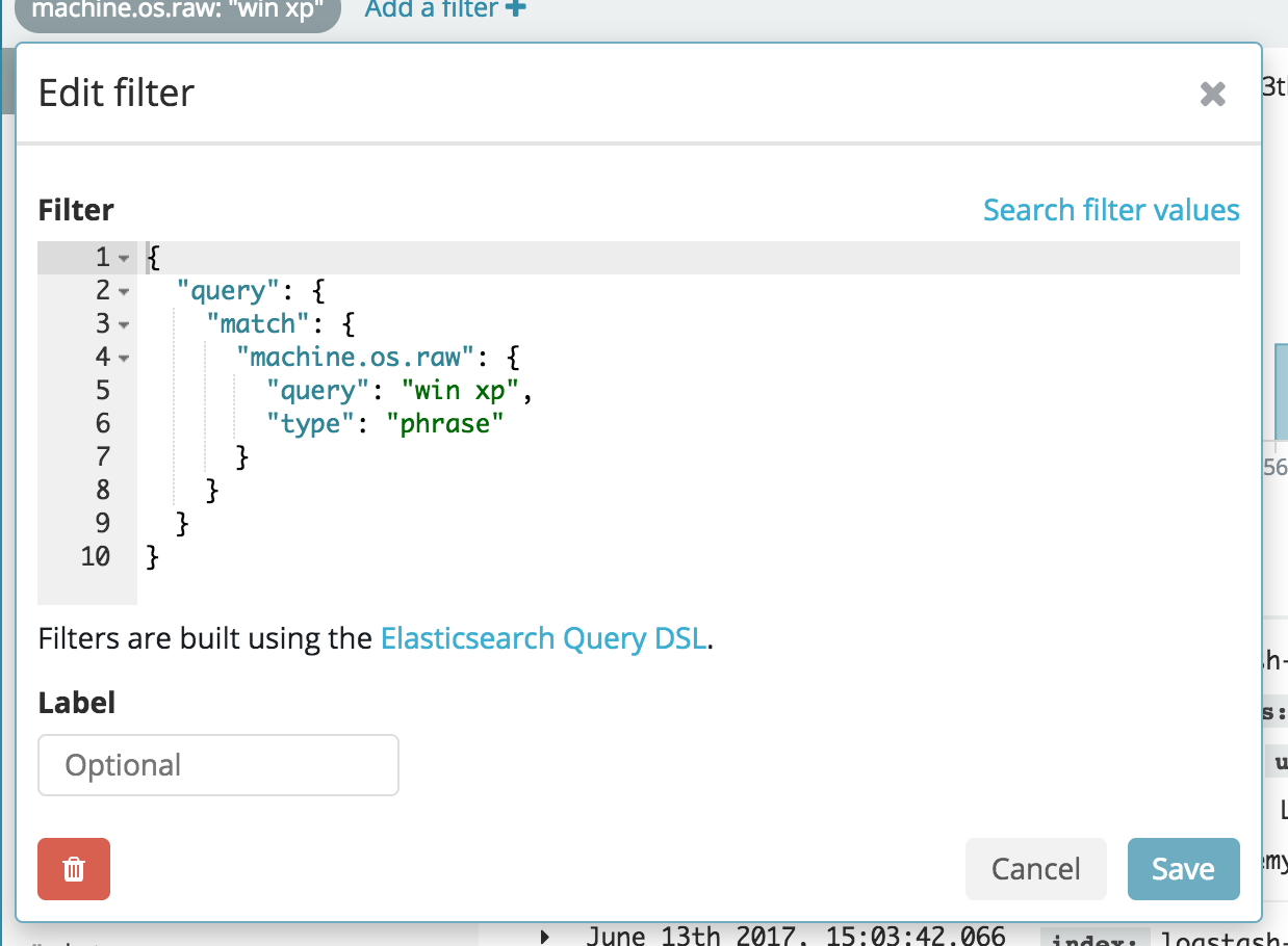 edit filter query json