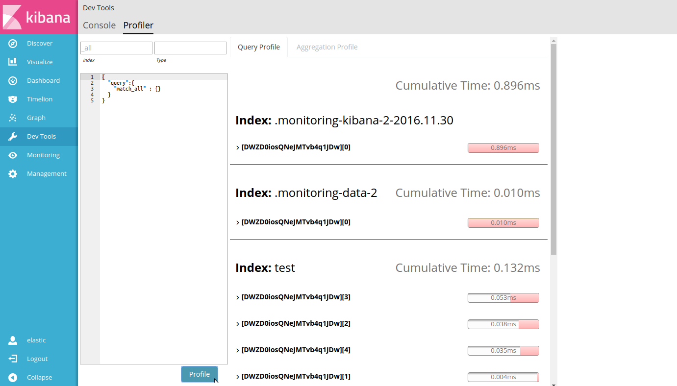 Profiling the match_all query