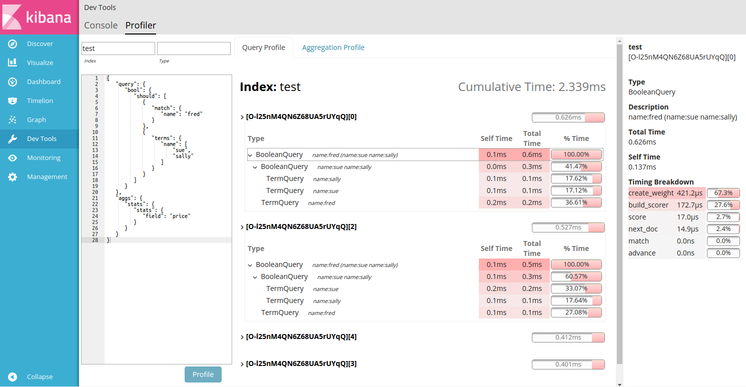 Search Profiler Visualization