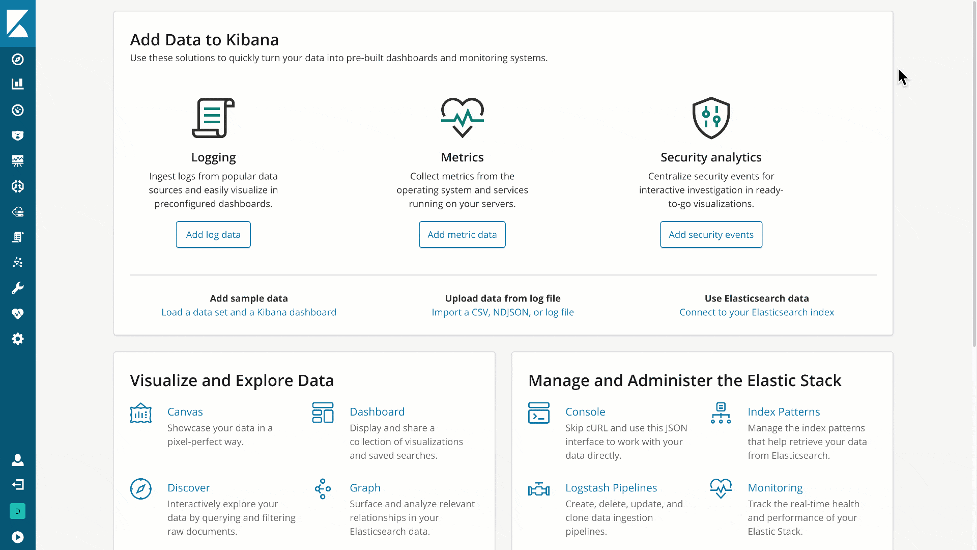 Animated view of log management features