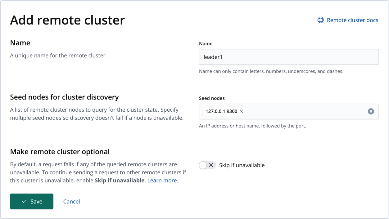 ][UI for adding a remote cluster