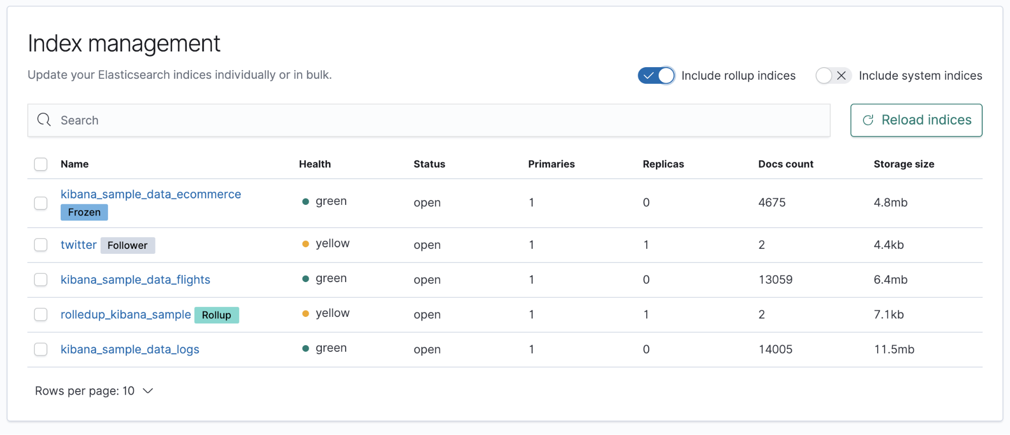 Badges in Index Management