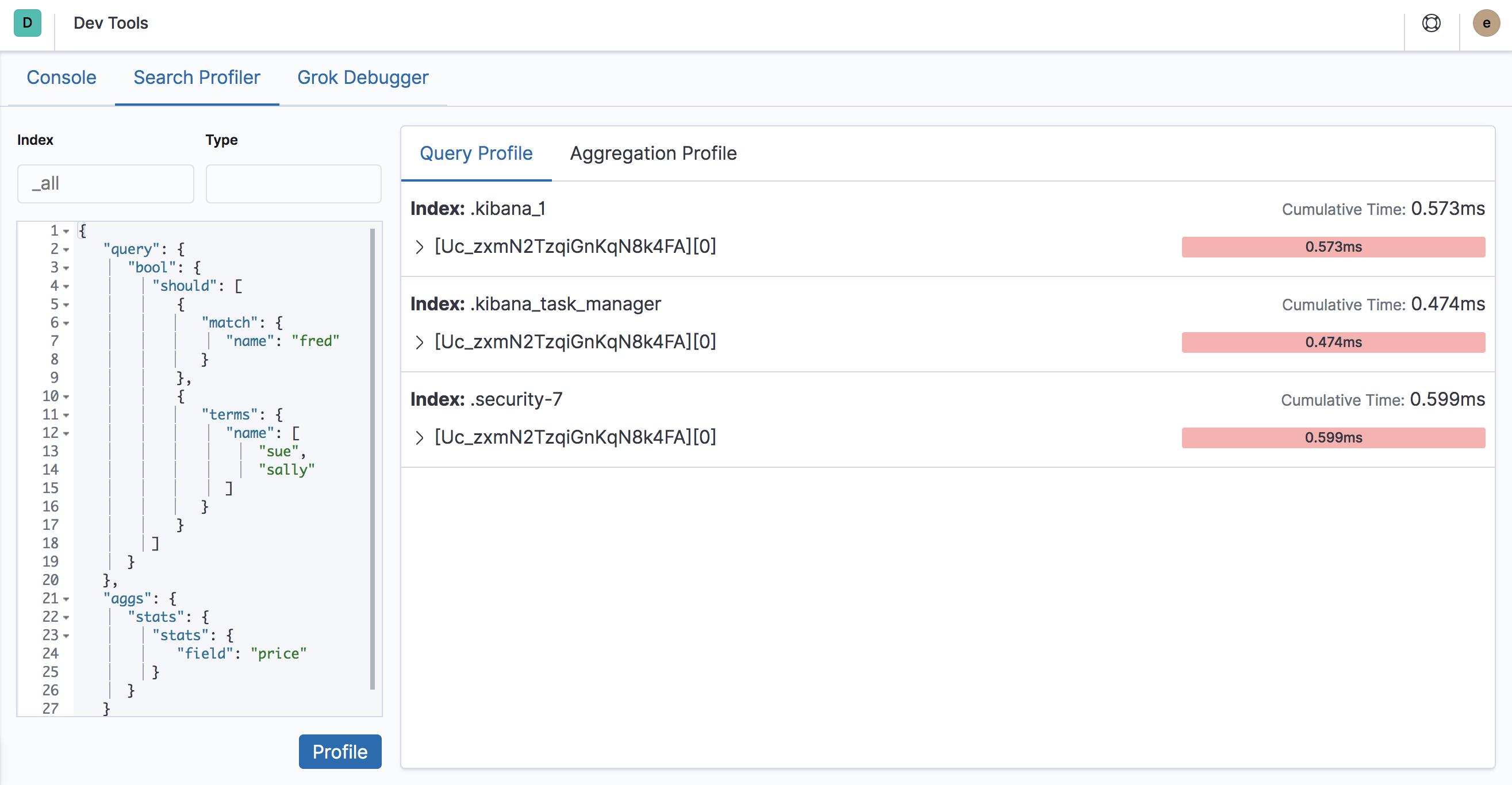 Search Profiler Visualization