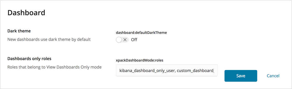 Advanced dashboard mode role setup