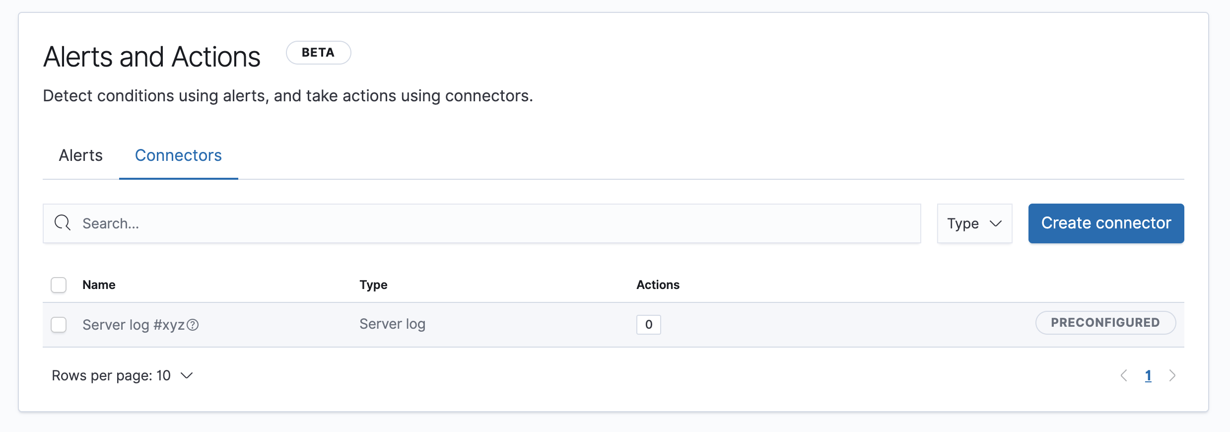 Connectors managing tab with pre-cofigured