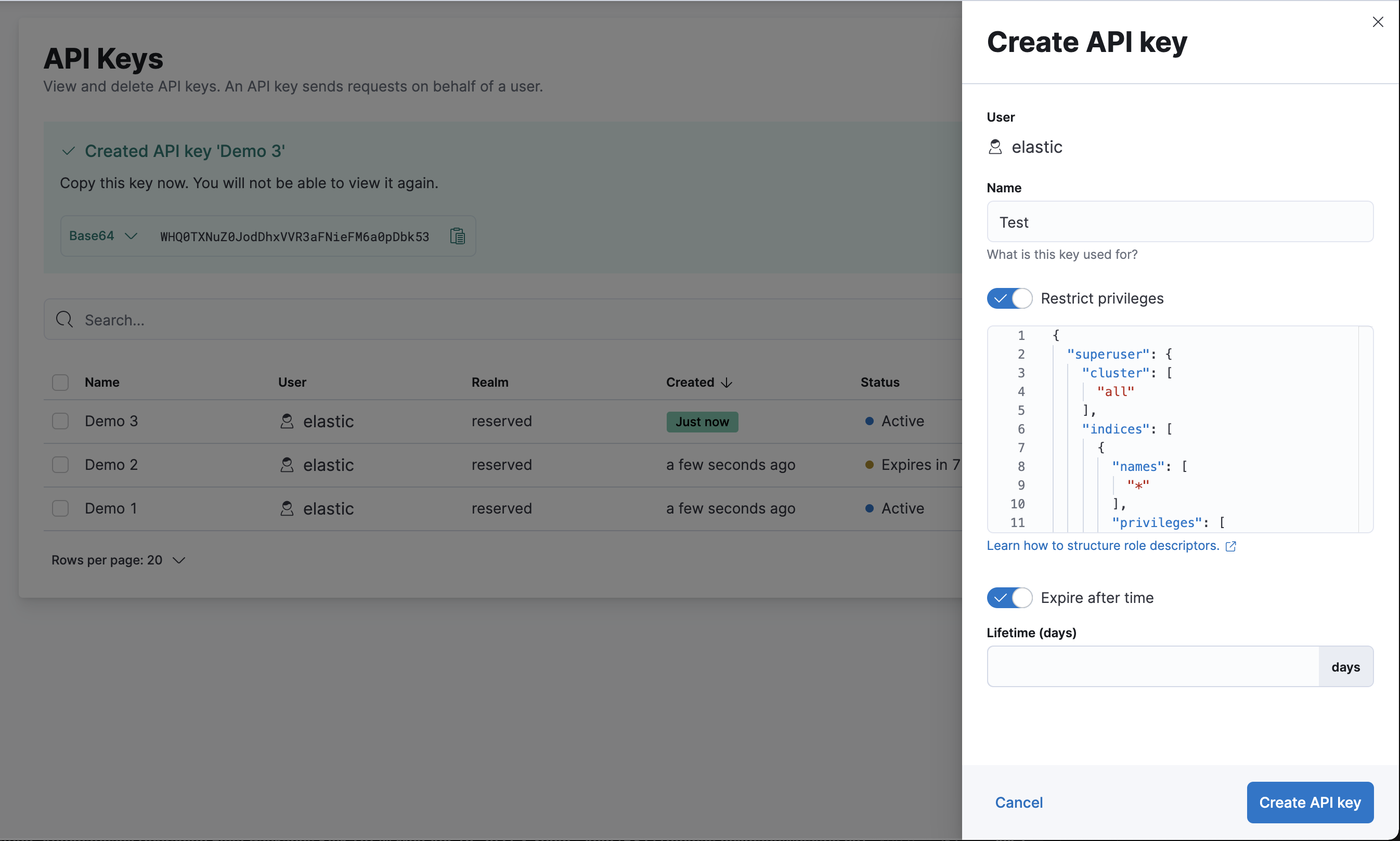 Create API Key UI