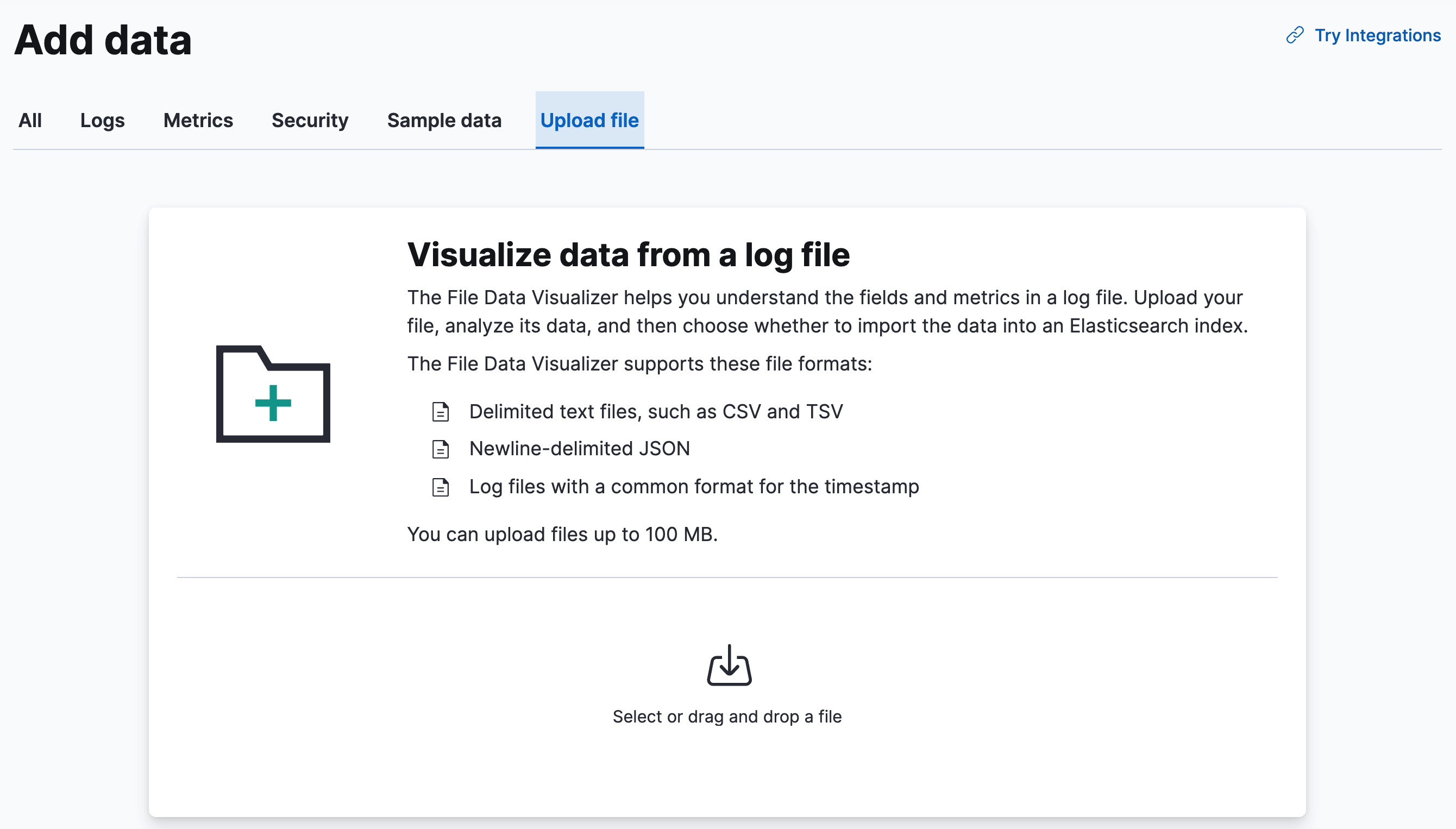 Uploading a file in Kibana