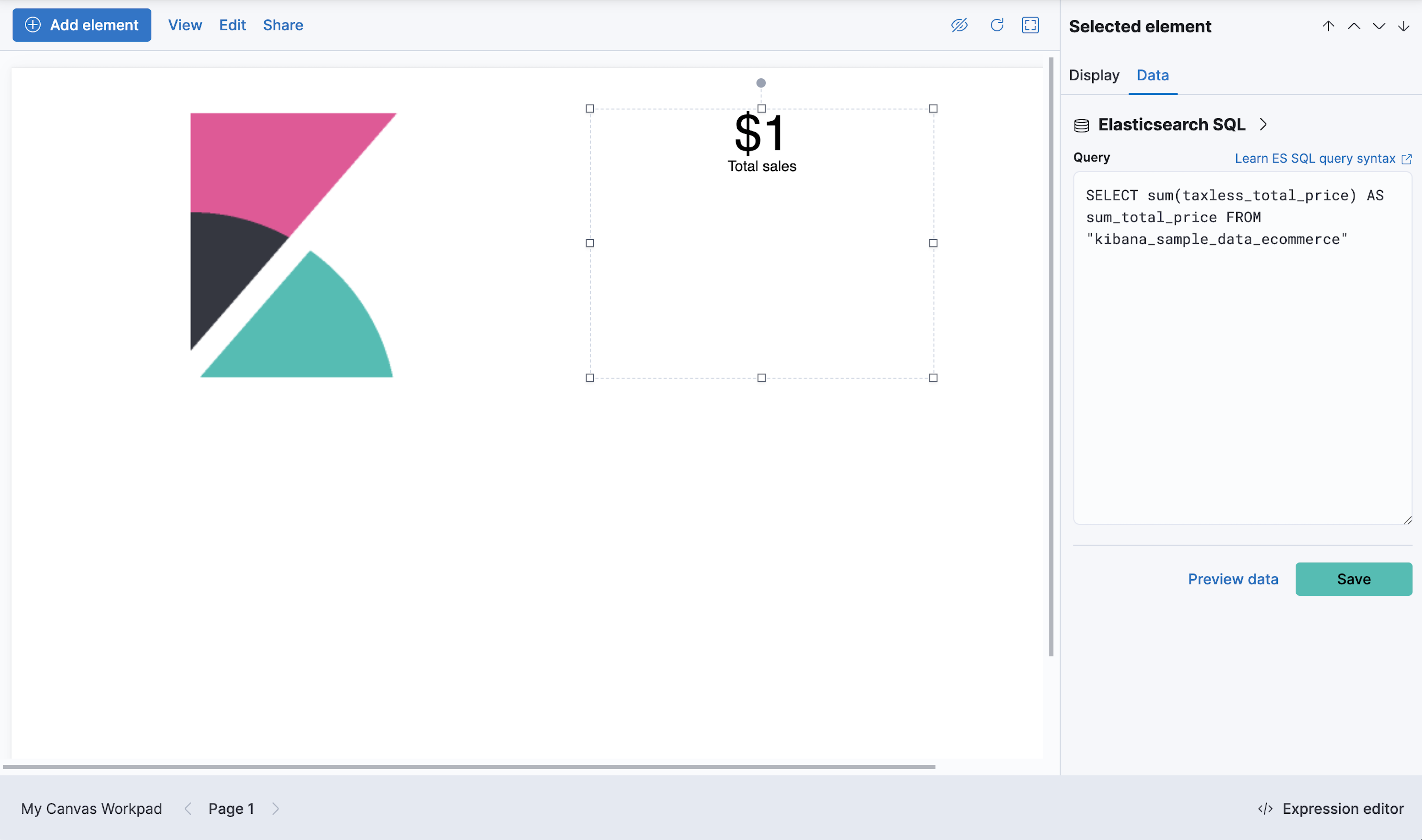 Image showing changes to the Canvas workpad