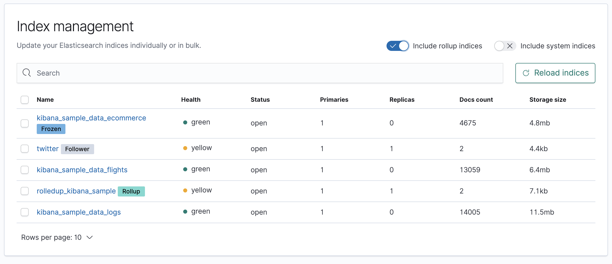 Index Management UI