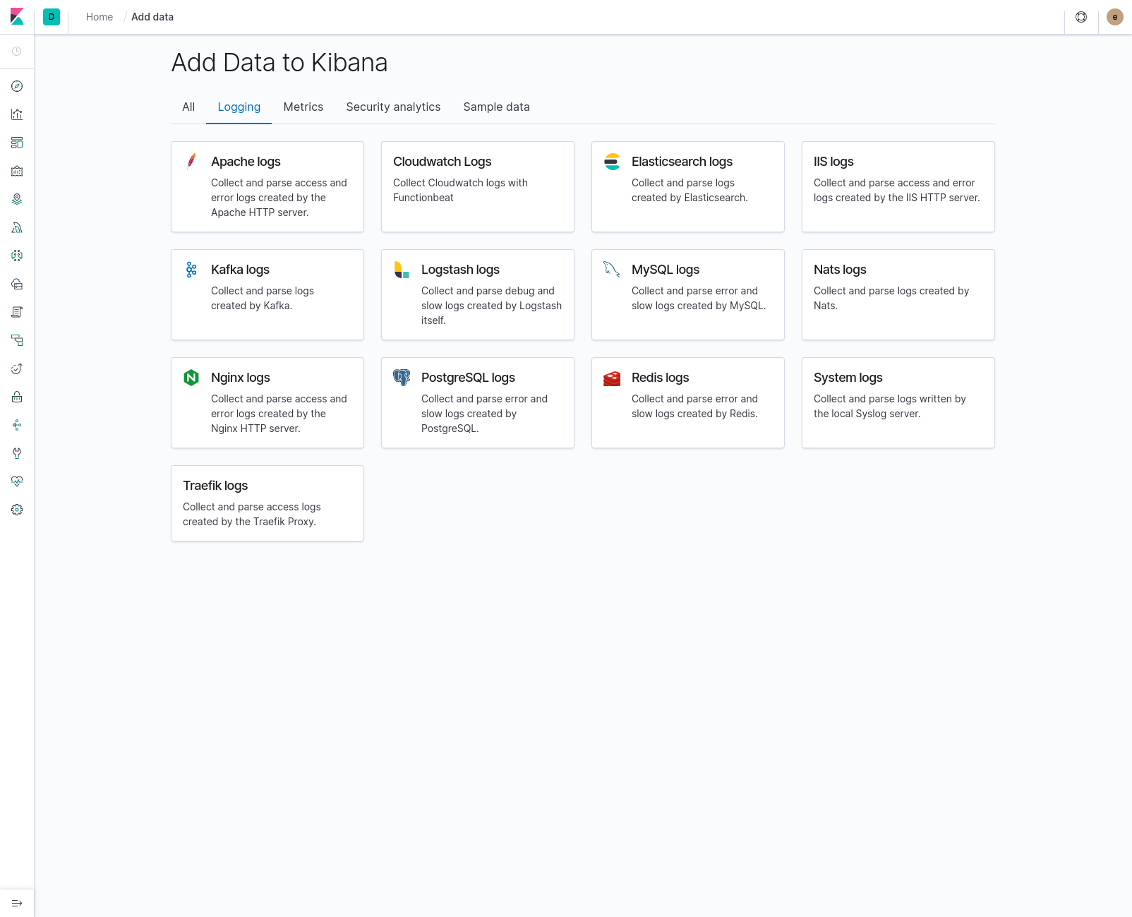 Included data ingestion tutorials in Kibana