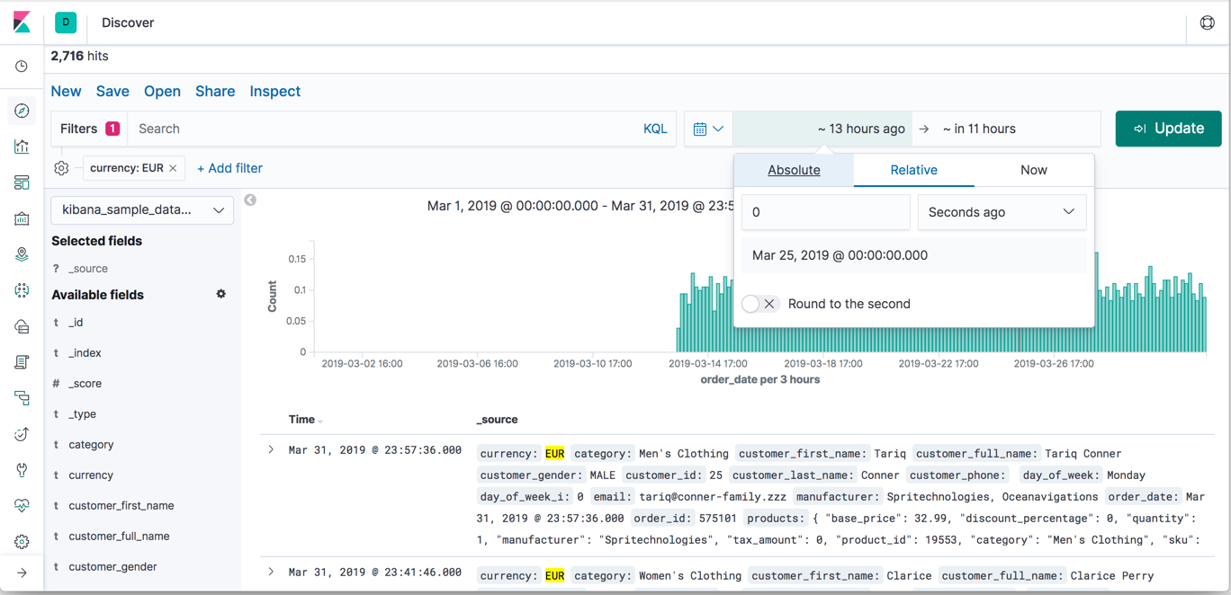 Kibana timepicker